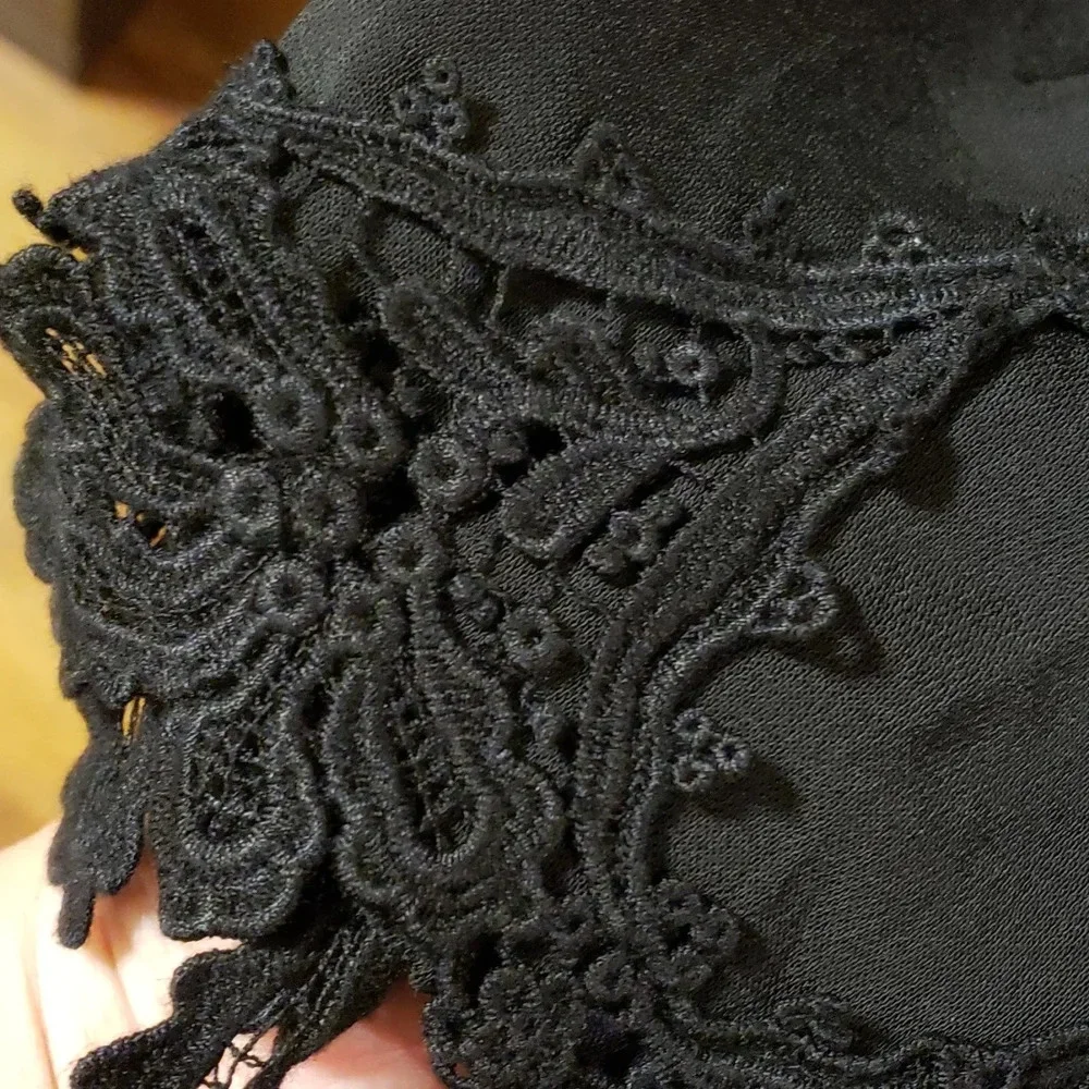 Mika mindel lace bell sleeve black zip up blazer